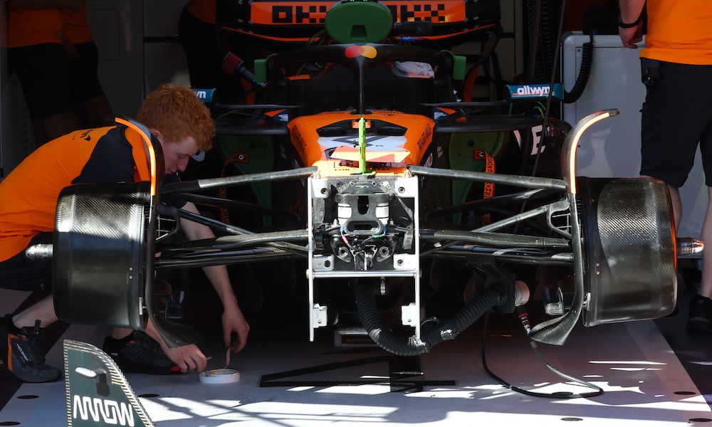McLaren MCL39 in the garage at Monaco